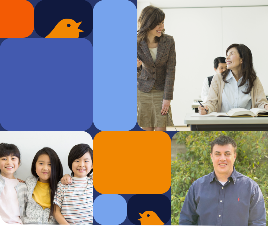 YouSpeakのさまざまなクラス。大人、子供、外国の先生。